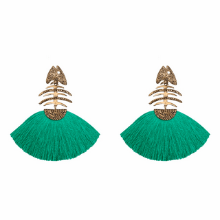 Arete Bugs Esqueleto Pez Aretes con Drop (No desmontable) de Joyería Regina Castillo