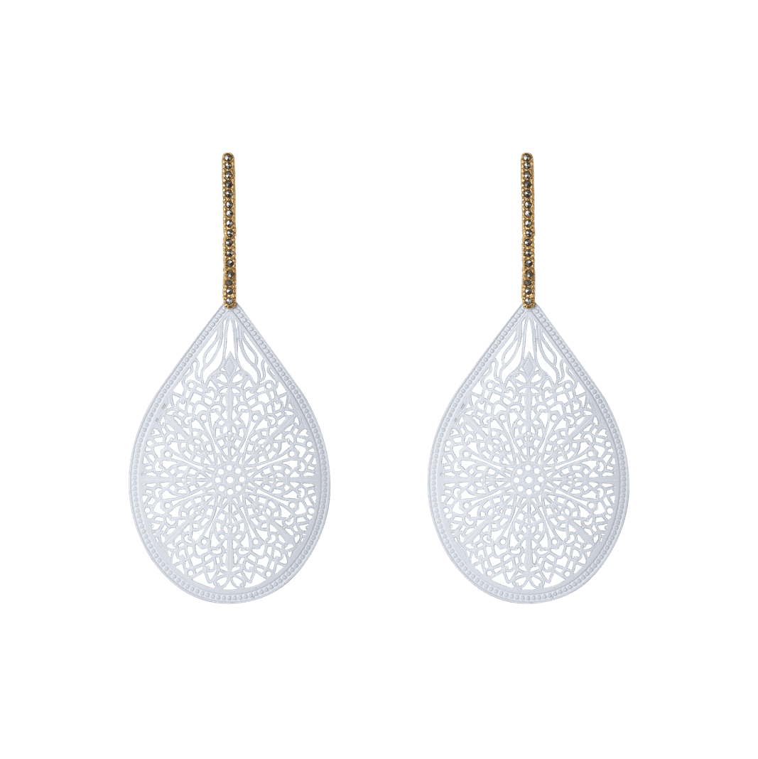 Arete Valonia de plata blanca Aretes de Joyería Regina Castillo