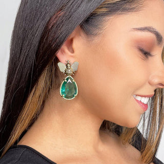 Arete bugs abeja aqua Aretes con Drop (No desmontable) de Joyería Regina Castillo