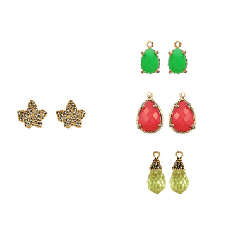 COMBO Hoja Gold Drop Cuarzo Rojo, Drop Jade Mini, Drop Briolette Amarillo (LIMITED) Arete + Drop de Joyería Regina Castillo