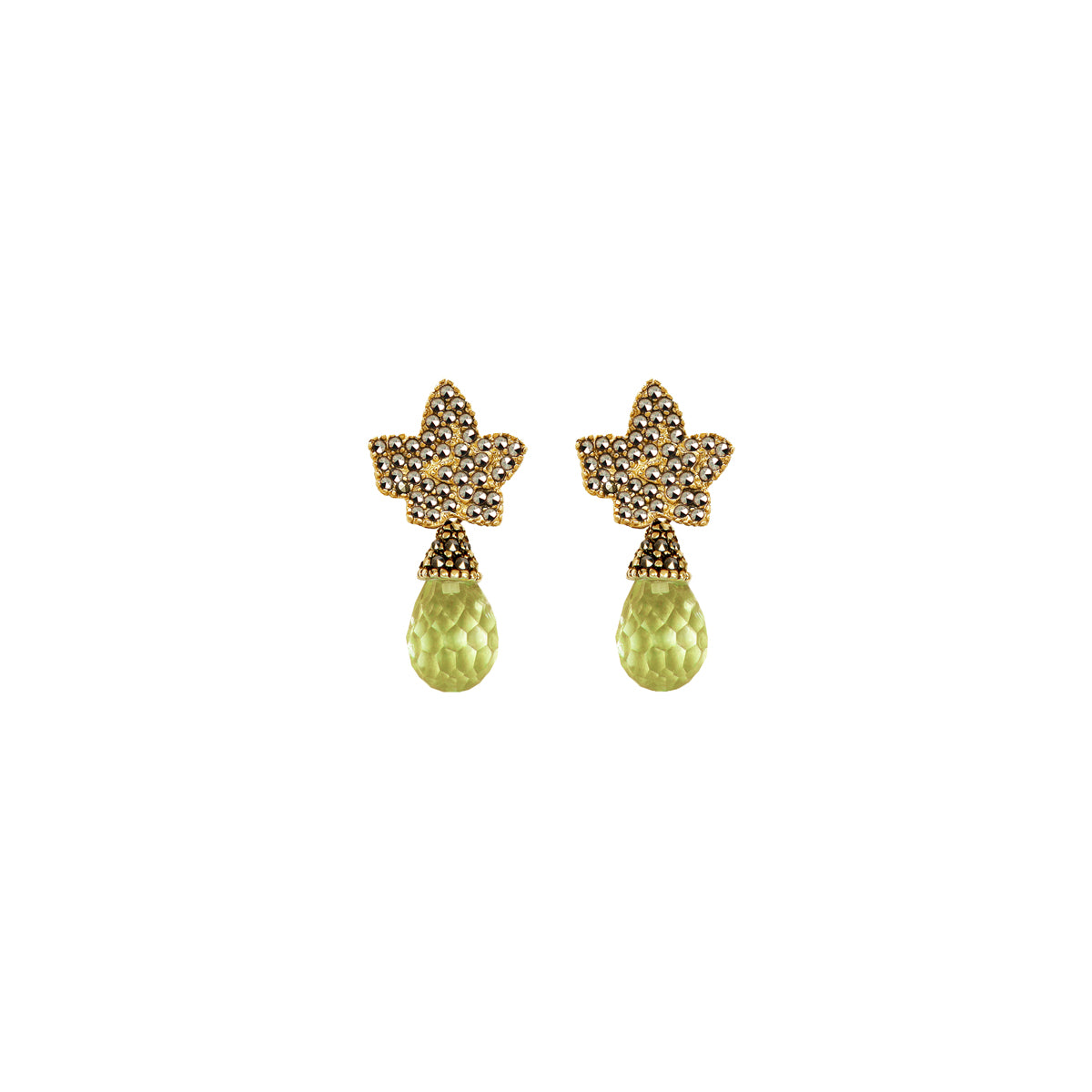COMBO Hoja Gold Drop Clásico azul, Drop mini square y Drop briolette (LIMITED) Arete + Drop de Joyería Regina Castillo