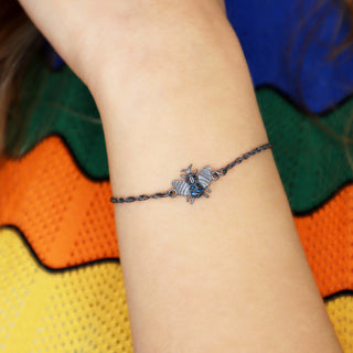 Pulsera Mini Bee Cadena Pav Azul Pulseras de Joyería Regina Castillo