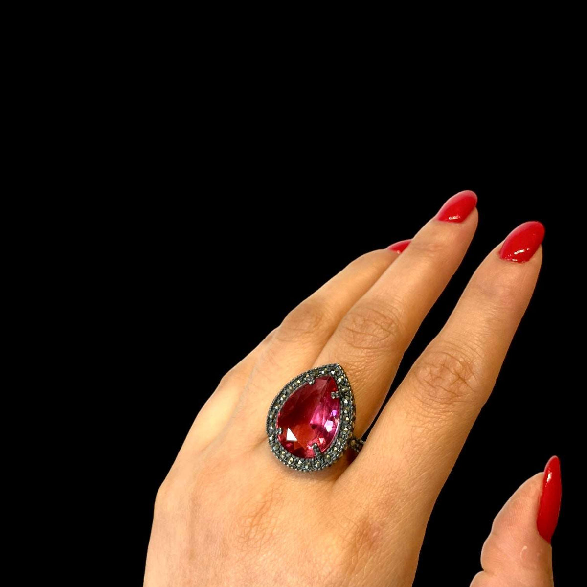 Anillo Drop Pav Rosa Anillos de Joyería Regina Castillo