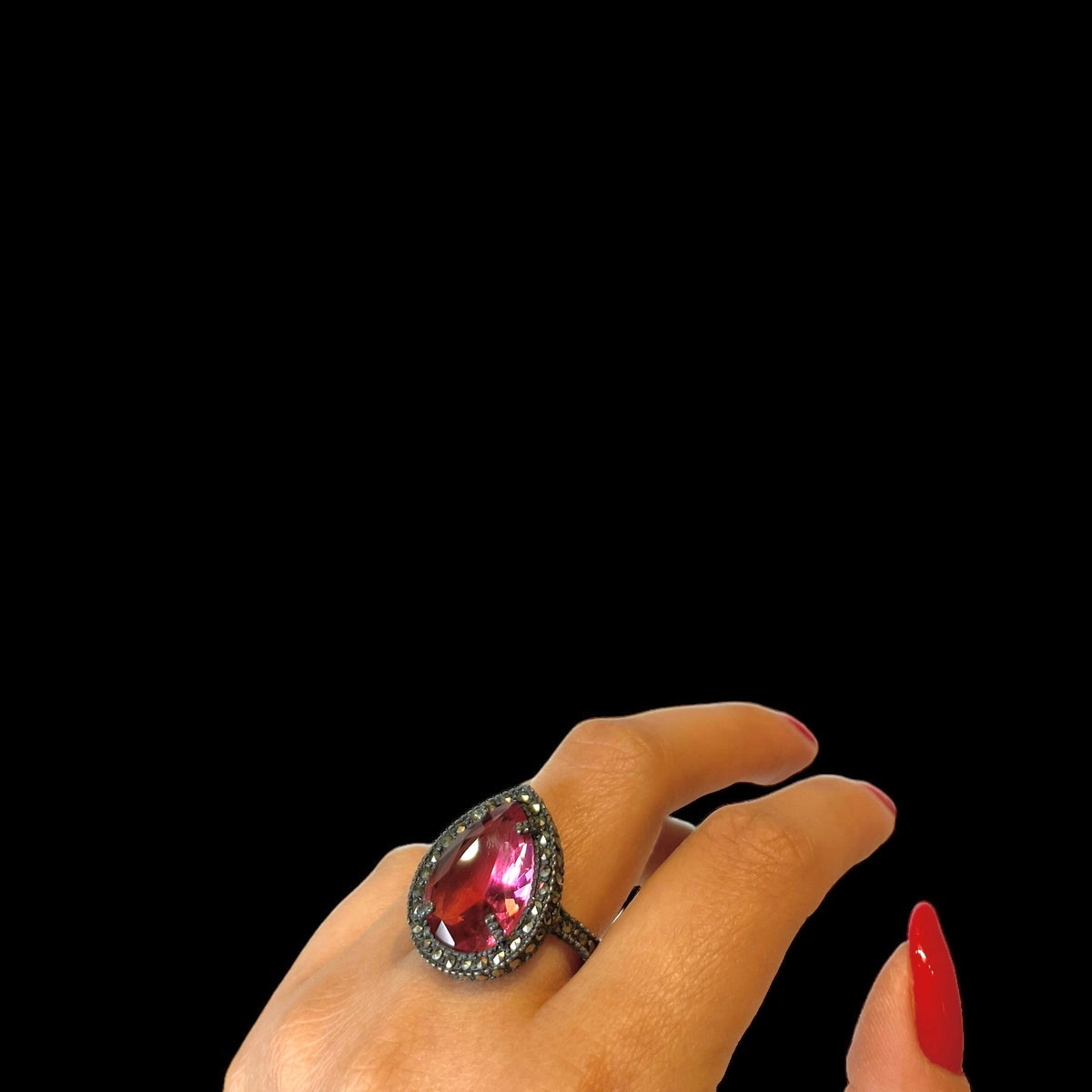 Anillo Drop Pav Rosa Anillos de Joyería Regina Castillo