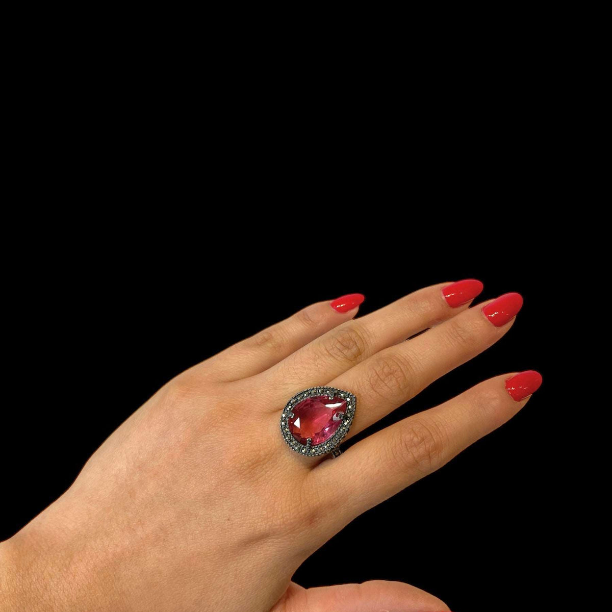 Anillo Drop Pav Rosa Anillos de Joyería Regina Castillo