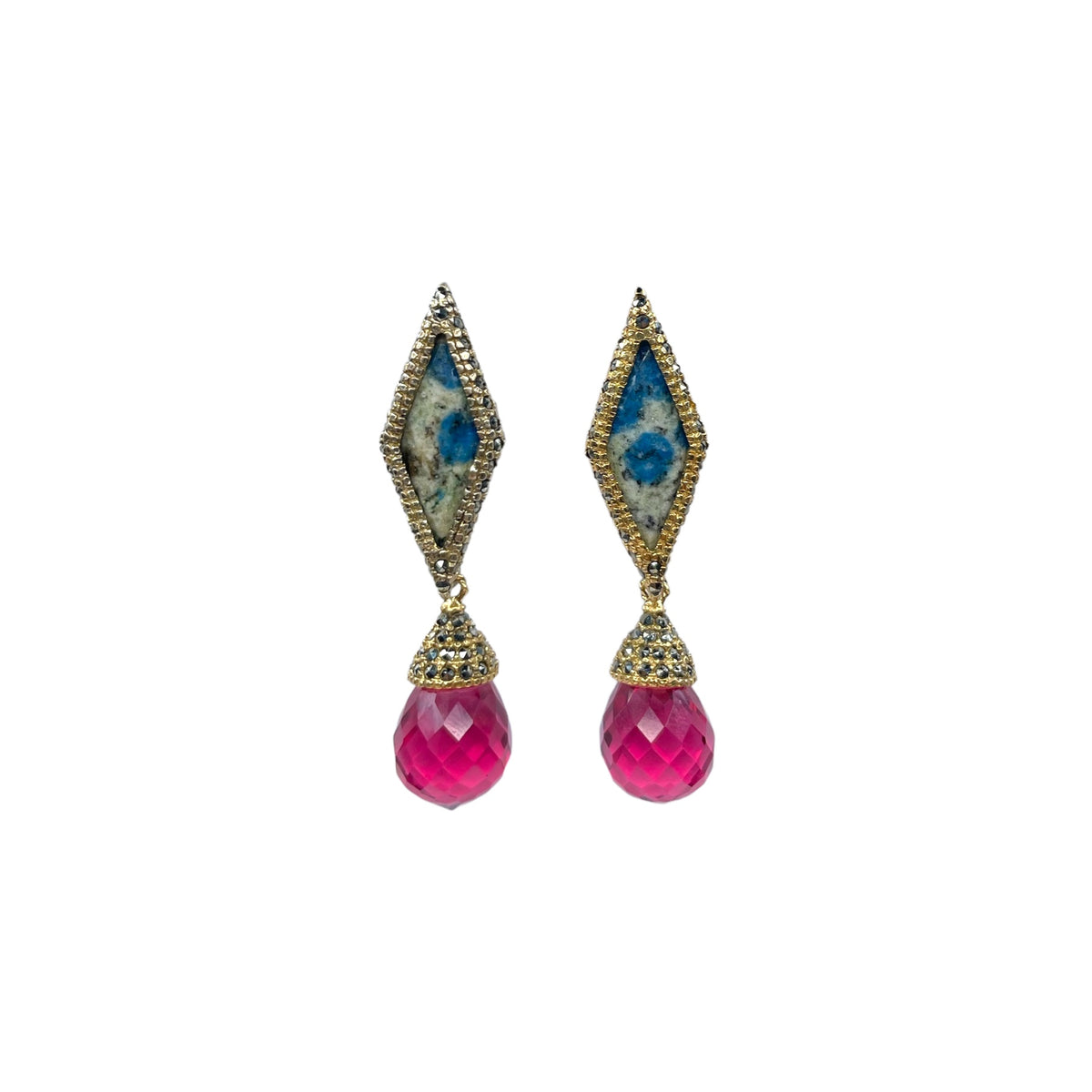 ARETE ROMBO GOLD + DROP CAP GOLD Arete + Drop de Joyería Regina Castillo