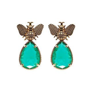 Arete bugs abeja aqua Aretes con Drop (No desmontable) de Joyería Regina Castillo