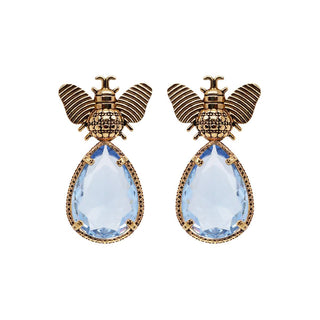 Arete bugs abeja azul bebé Aretes con Drop (No desmontable) de Joyería Regina Castillo
