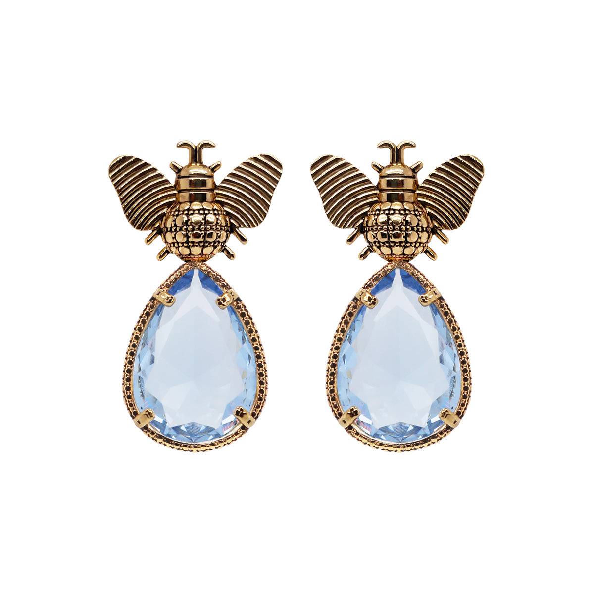 Arete bugs abeja azul bebé Aretes con Drop (No desmontable) de Joyería Regina Castillo