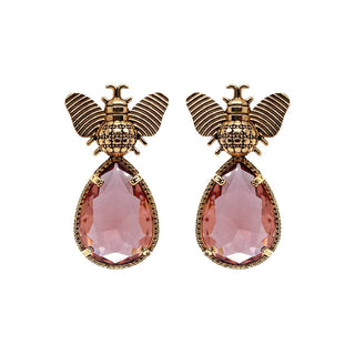Arete bugs abeja morganita Aretes con Drop (No desmontable) de Joyería Regina Castillo
