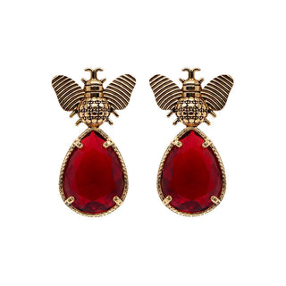 Arete bugs abeja rojo Aretes con Drop (No desmontable) de Joyería Regina Castillo
