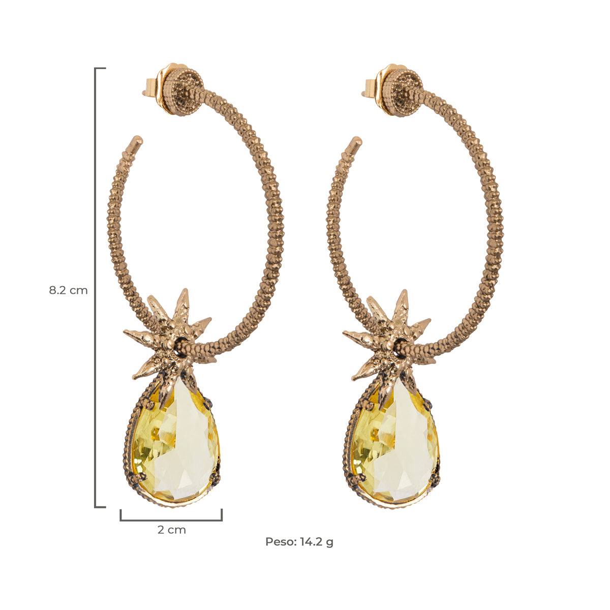 Arracada Bugs Polaris Amarillo Aretes con Drop (No desmontable) de Joyería Regina Castillo