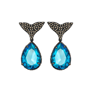 Arete ballena + Drop clásico I Azul Pursia Arete + Drop de Joyería Regina Castillo