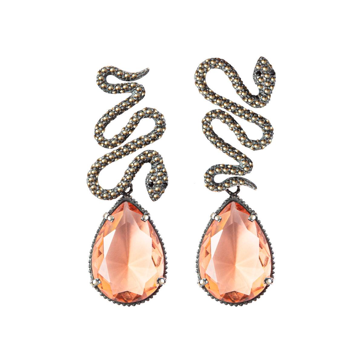 Arete Víbora Espirale + Drop Clásico I Arete + Drop de Joyería Regina Castillo