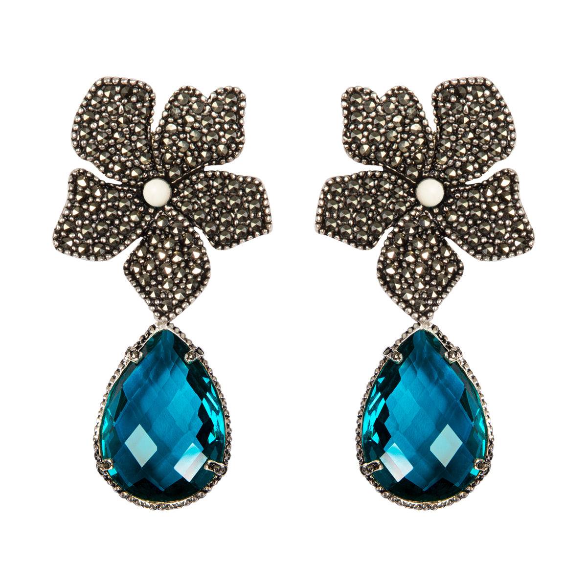 Arete Flor Catha Clasic con Drop Clásico I Arete + Drop de Joyería Regina Castillo