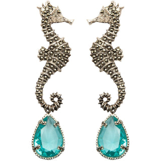 Arete Caballito de Mar + Drop Clásico III Vintage Arete + Drop de Joyería Regina Castillo