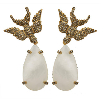 Arete Golondrina + Drop Mop de plata desmontables Arete + Drop de Joyería Regina Castillo