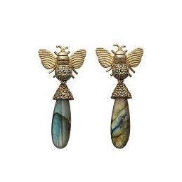 Arete abeja I + Drop Calabazo Labradorita de plata Desmontable Arete + Drop de Joyería Regina Castillo