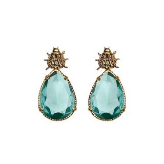 Arete bugs catarina aqua Aretes con Drop (No desmontable) de Joyería Regina Castillo