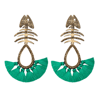 Arete bugs esqueleto pez largo Aretes con Drop (No desmontable) de Joyería Regina Castillo