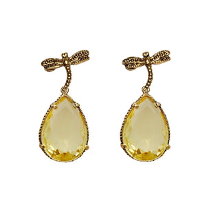 Arete bugs libélula amarillo Aretes con Drop (No desmontable) de Joyería Regina Castillo