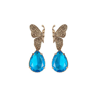 Arete bugs mariposa azul Aretes con Drop (No desmontable) de Joyería Regina Castillo