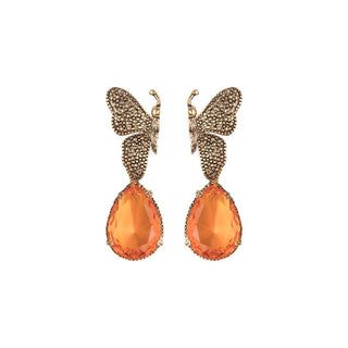 Arete bugs mariposa naranja Aretes con Drop (No desmontable) de Joyería Regina Castillo
