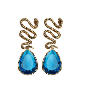 Arete bugs víbora espiral azul Aretes con Drop (No desmontable) de Joyería Regina Castillo