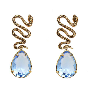 Arete bugs víbora espiral azul bebé Aretes con Drop (No desmontable) de Joyería Regina Castillo