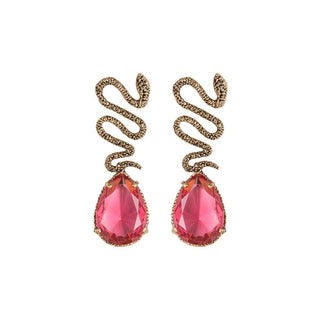 Arete bugs víbora espiral rosa Aretes con Drop (No desmontable) de Joyería Regina Castillo