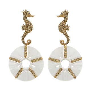 Arete caballito de mar de plata desmontable + Drop pata de plata Arete + Drop de Joyería Regina Castillo