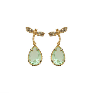 Arete libélula + Drop clásico gold intercambiable Arete + Drop de Joyería Regina Castillo