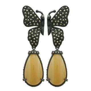 Arete mariposa Katie + Drop ágata de plata desmontable Arete + Drop de Joyería Regina Castillo