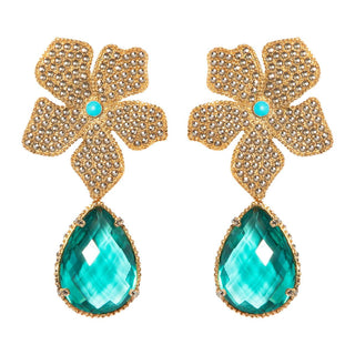 Arete Flor Catha con Drop Lumiere I Gold Arete + Drop de Joyería Regina Castillo