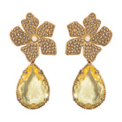 Arete Flor Catha con Drop Clásico I Gold Arete + Drop de Joyería Regina Castillo