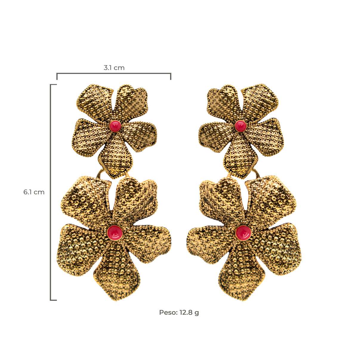 Arete Flores Bi Catha Vintage I Aretes con Drop (No desmontable) de Joyería Regina Castillo