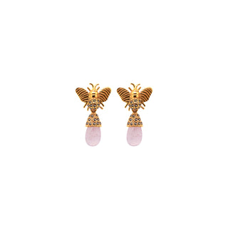 COMBO ARETES ABEJA CH GOLD + DROP CLÁSICO CH BETAMINA, DROP FUT CH AMARILLO, DROP CUARZO ROSA