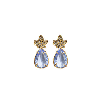 COMBO Hoja Gold Drop Clásico azul, Drop mini square y Drop briolette (LIMITED) Arete + Drop de Joyería Regina Castillo