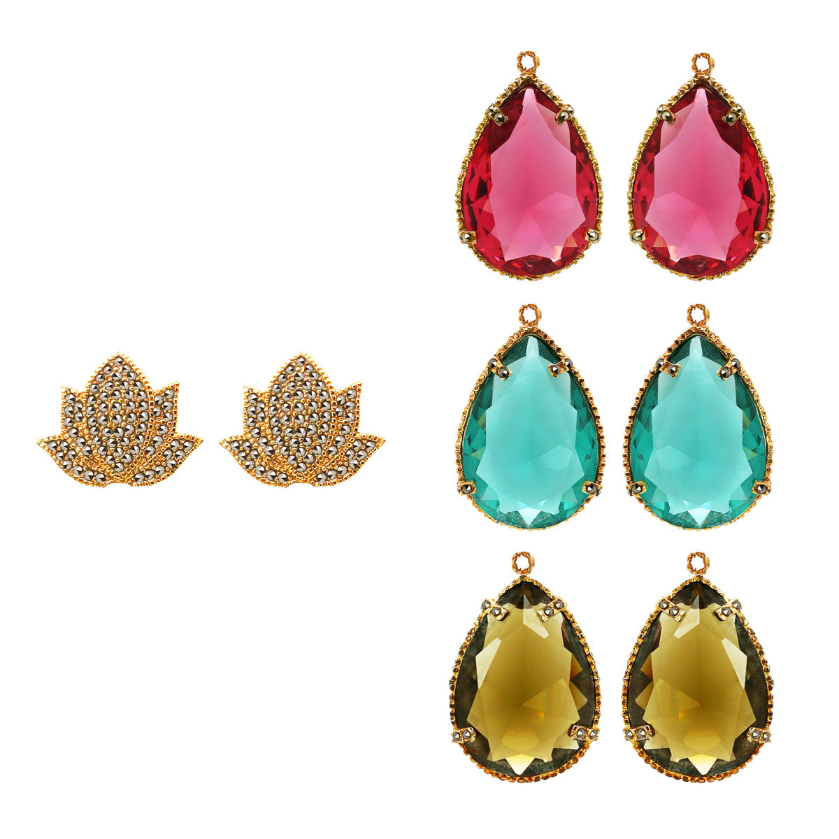 COMBO Arete Maguey Con Drop Rosa Turquesa Humo(LIMITED) Arete + Drop de Joyería Regina Castillo