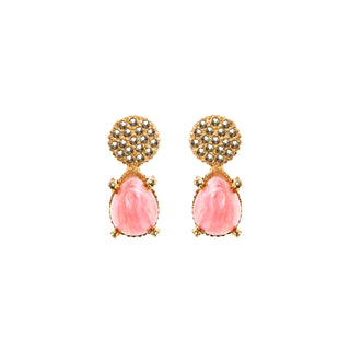 Arete Mini Lp Gold + Drop Opal Pink Mini Arete + Drop de Joyería Regina Castillo