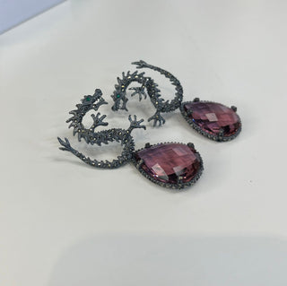 Boucle d'oreille Dragon + Complexe Goutte I Vin rosé