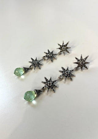 Boucles d'Oreilles Triple Polaris Drop Briolette Vert Menthe