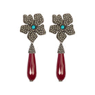 Flor Catha Calabazo cereza Arete + Drop de Joyería Regina Castillo