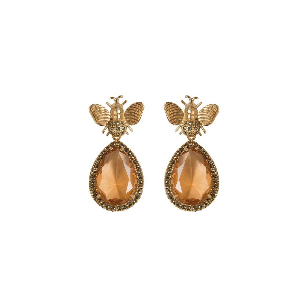 Arete Abeja I + Drop Clásico de plata desmontables Arete + Drop de Joyería Regina Castillo