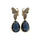 Arete Mariposa Katie + Drop clásico azul marino Arete Base de Joyería Regina Castillo
