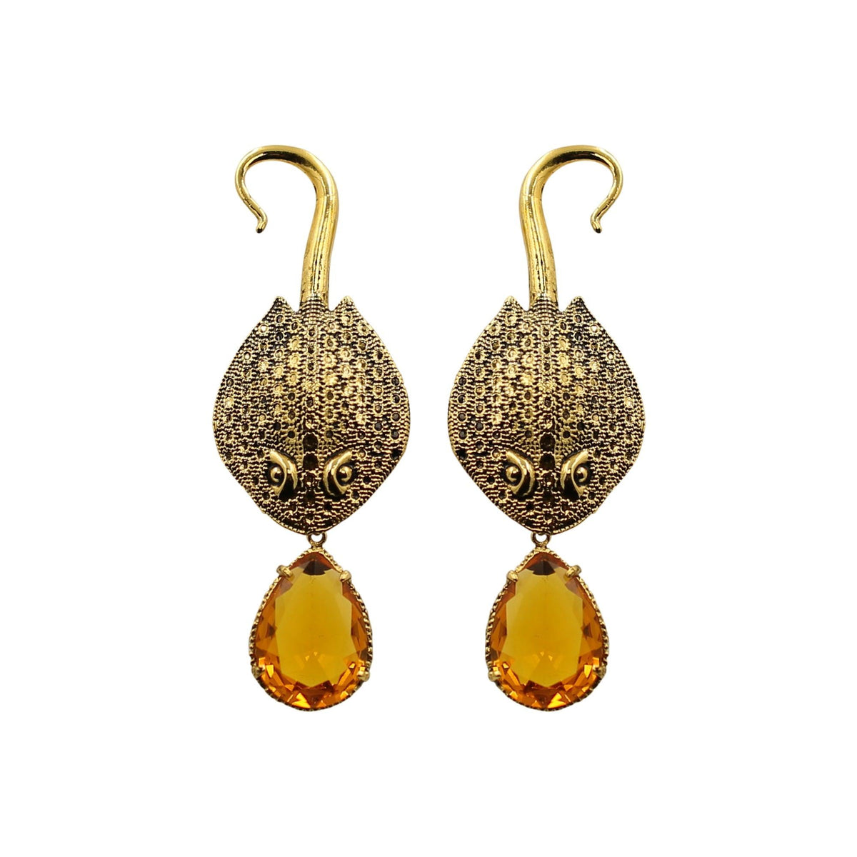 Arete bugs mantarraya Aretes con Drop (No desmontable) de Joyería Regina Castillo