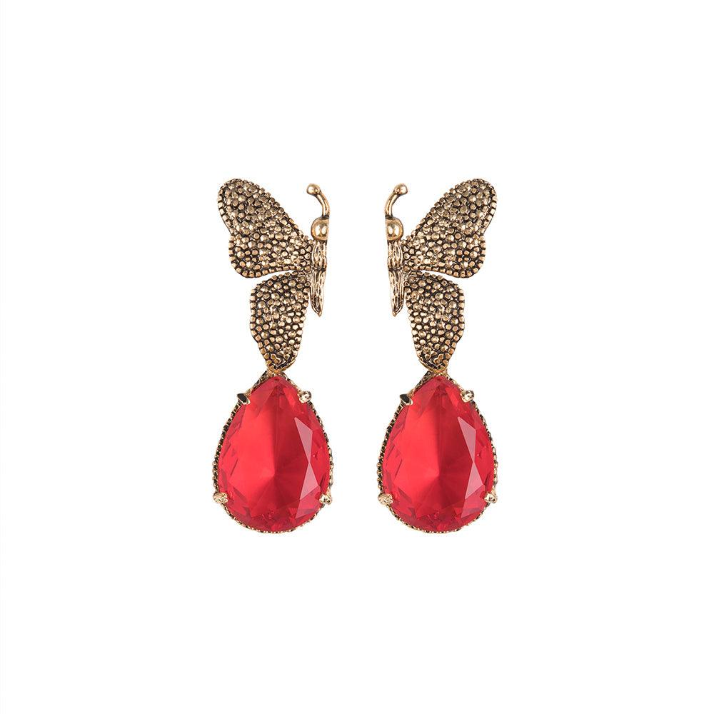 Arete bugs mariposa rojo Aretes con Drop (No desmontable) de Joyería Regina Castillo