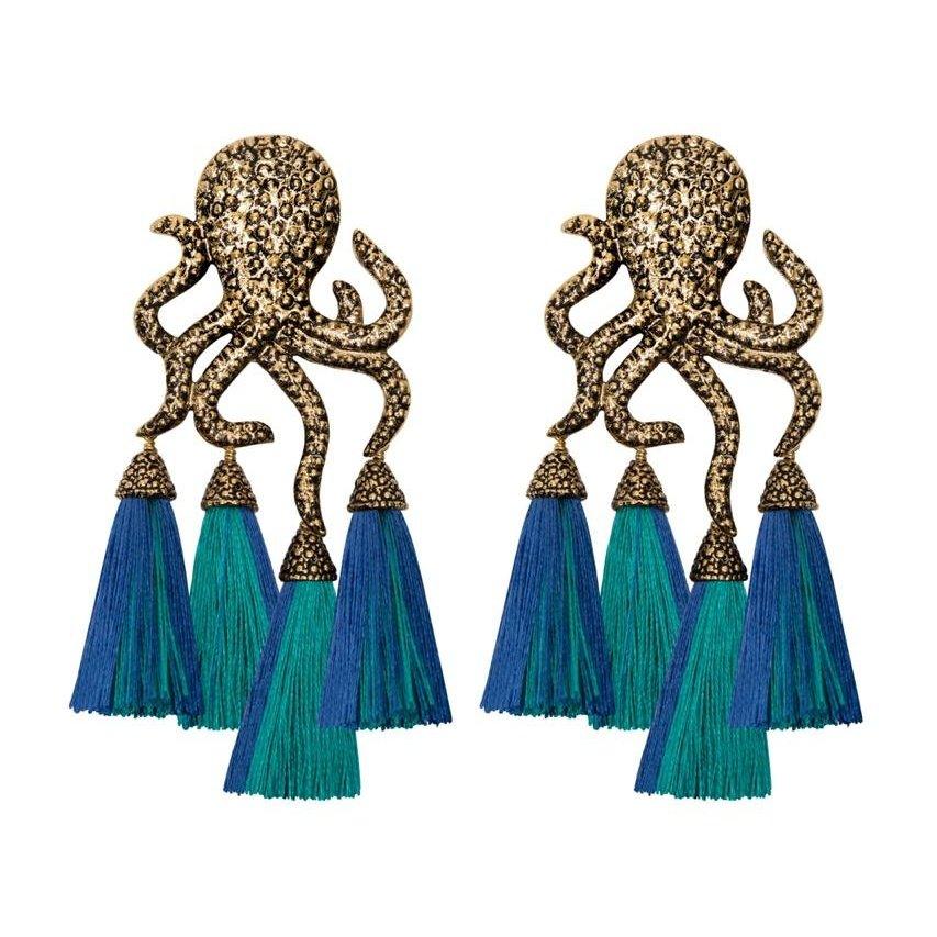 Arete bugs pulpo Aretes con Drop (No desmontable) de Joyería Regina Castillo