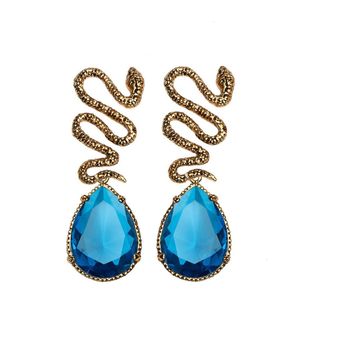Arete bugs víbora espiral azul Aretes con Drop (No desmontable) de Joyería Regina Castillo