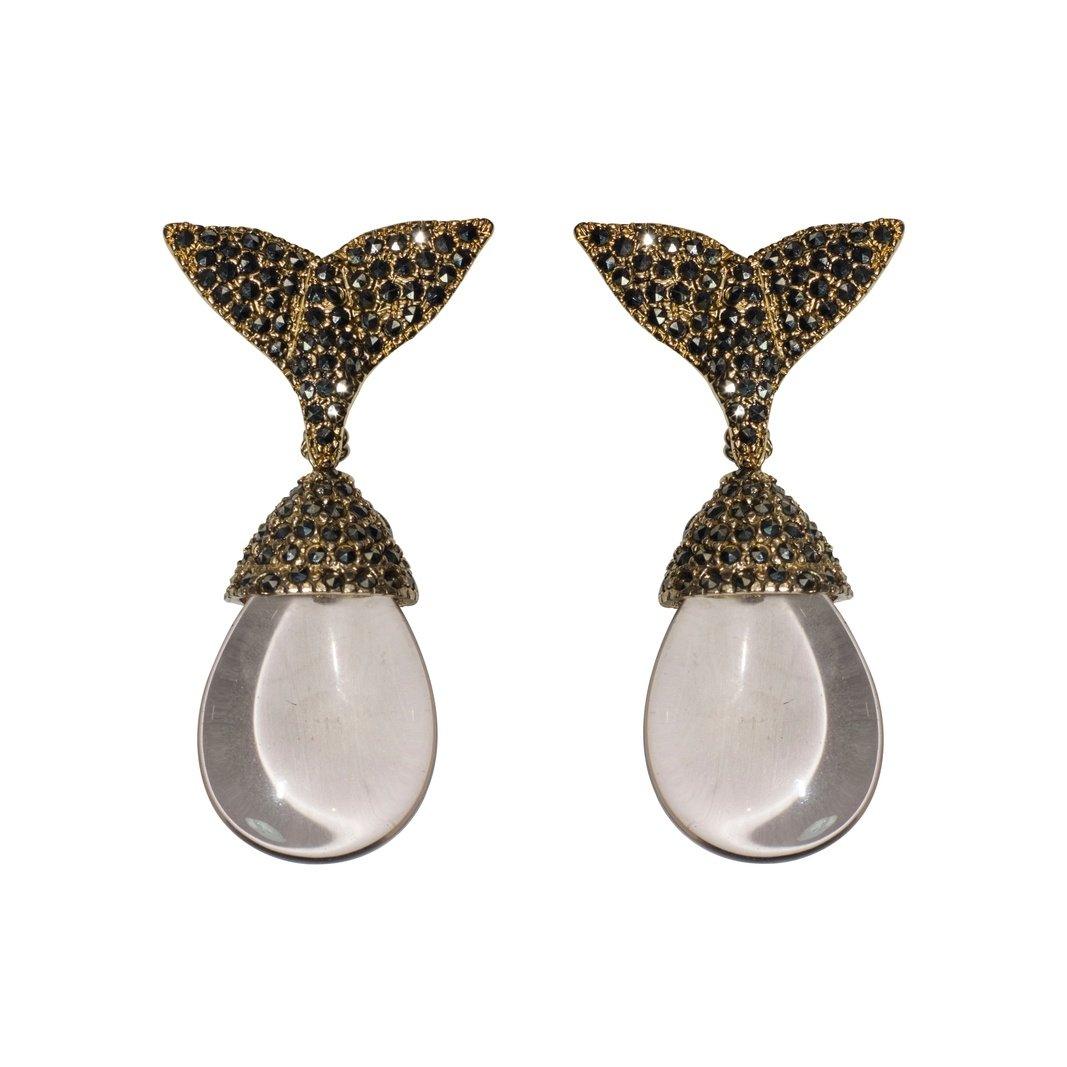Arete cola de ballena + Drop hatty med Gold desmontable Arete + Drop de Joyería Regina Castillo